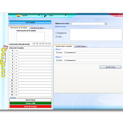 CardProg3 programación de chip MIFARE