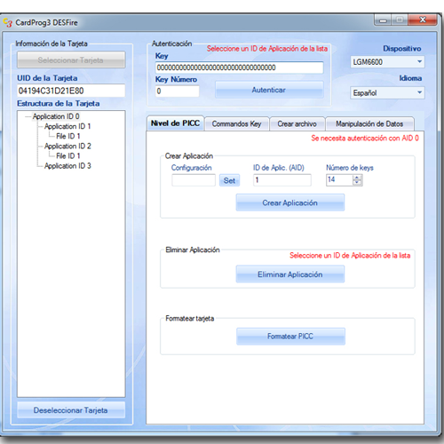 CardProg3 DESFire programación de tarjetas MIFARE DESFire Ⓡ